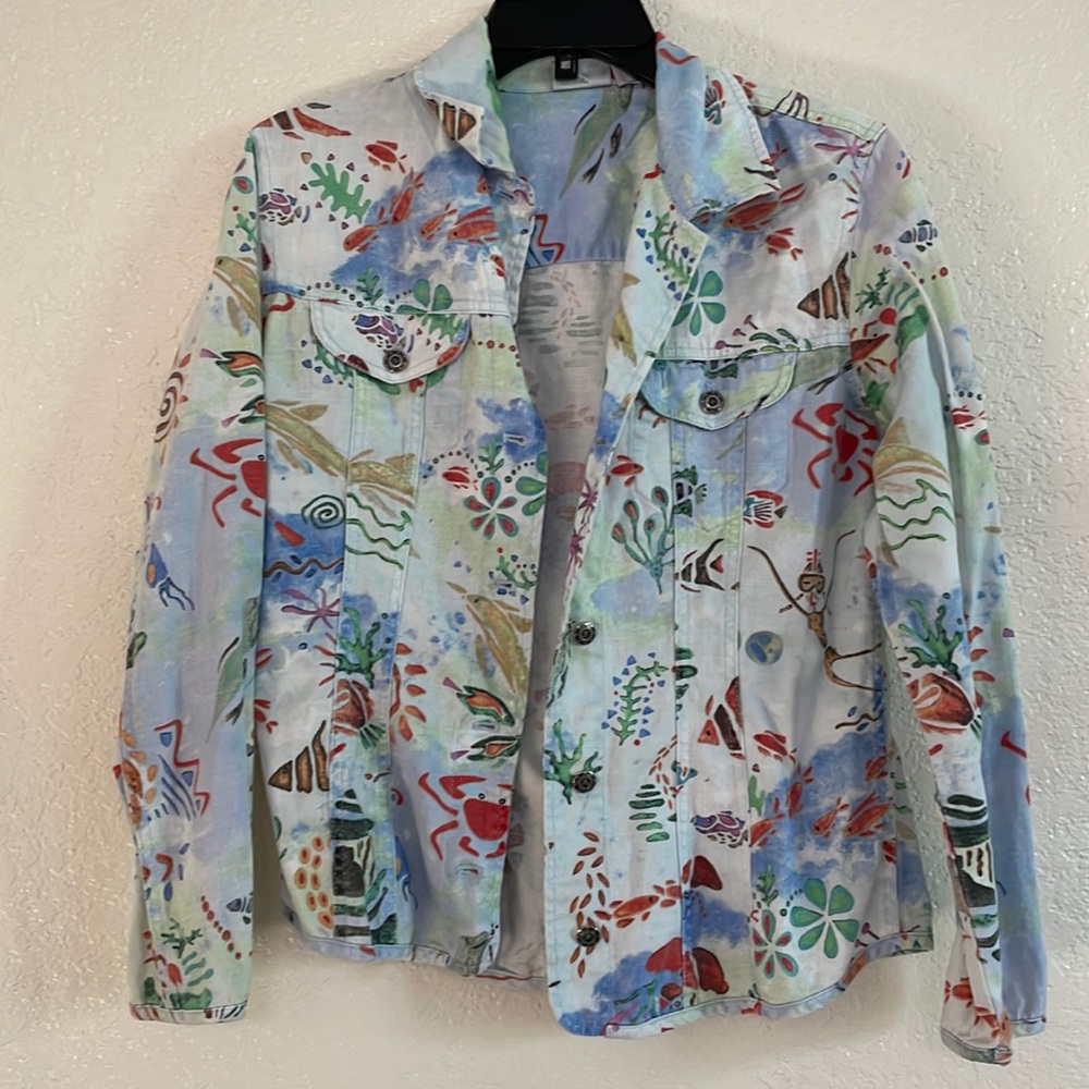 womens, colorful designs, button down jean jacket